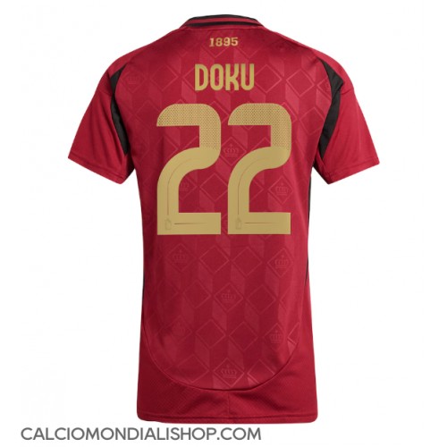 Maglie da calcio Belgio Jeremy Doku #22 Prima Maglia Femminile Europei 2024 Manica Corta